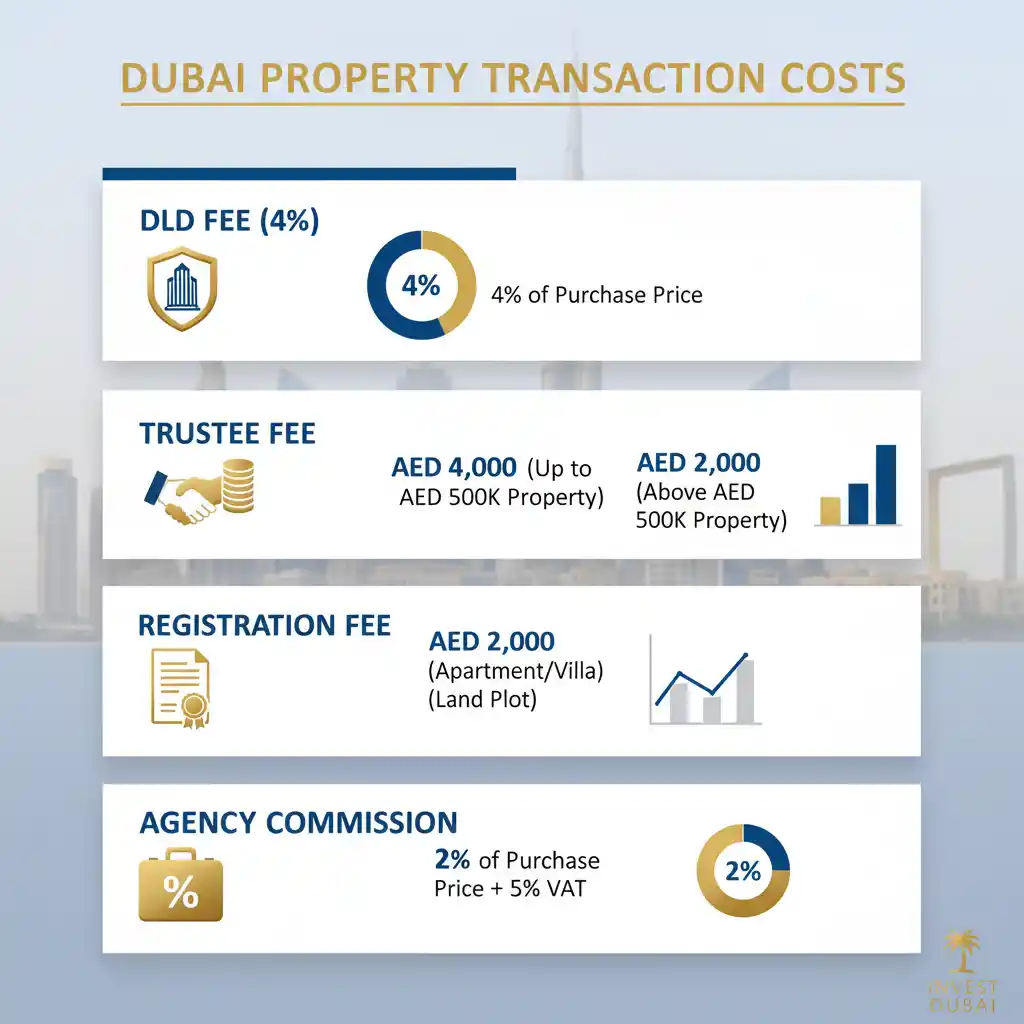 Dubai property fees breakdown including DLD transfer fee and registration charges