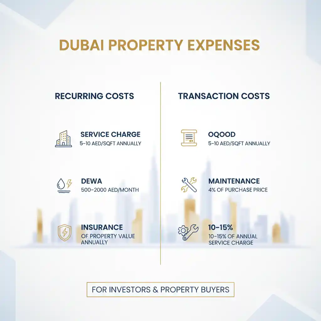 Hidden costs of buying property in Dubai including service charges and DEWA fees